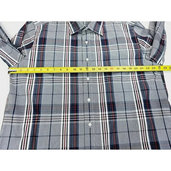 Kirkland Signature Size XL Men's White Burgundy Black Check Long Sleeve Shirt - Picture 3 of 10